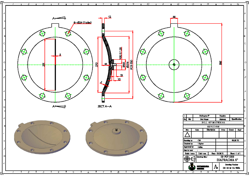 Membran Control Valve 6 Inch 8 Hole