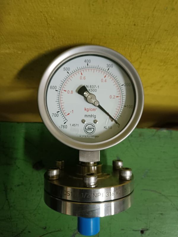 Pressure Gauge Membran 0 -  -760mmh2o  Flange 1/2 NPT