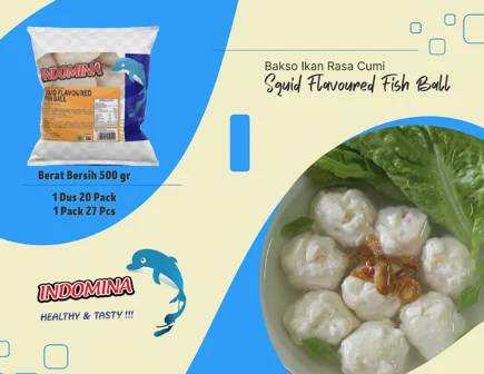 INDOMINA SQUID FLAVOURED FISH BALL 500 GR (20)