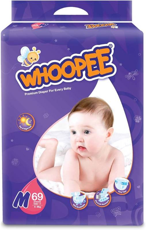 69 Pcs Whoopee Baby Diapers | Japanees Technology | Leak Proof | M Size | Free Cash on Delivery
