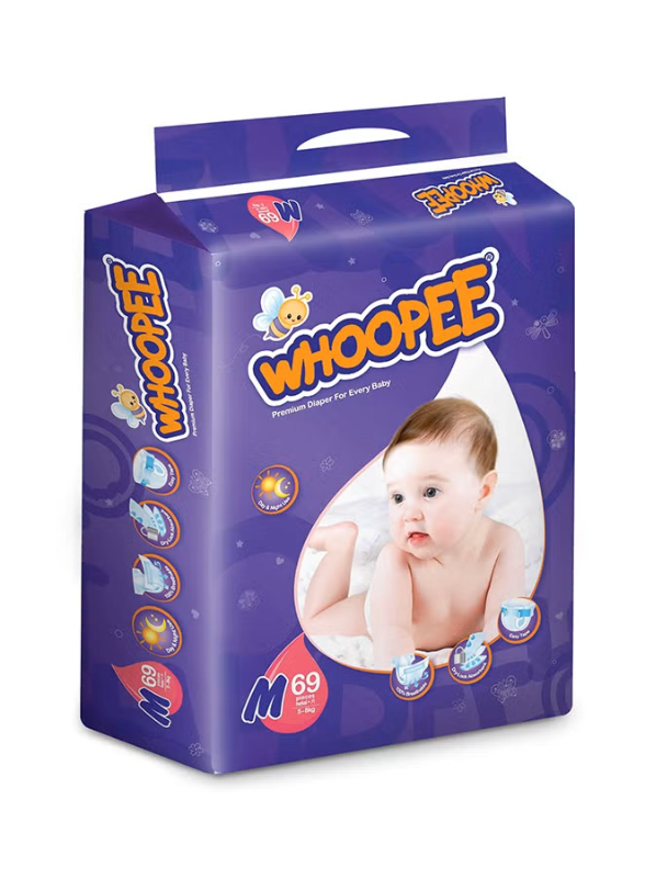 69 Pcs Whoopee Baby Diapers | Japanees Technology | Leak Proof | M Size | Free Cash on Delivery