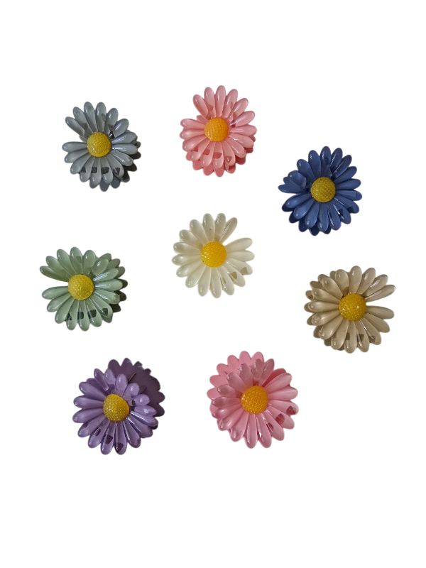 Floral hair clip | Soft pink petals | dazzling rhinestones | 8 Pcs Set