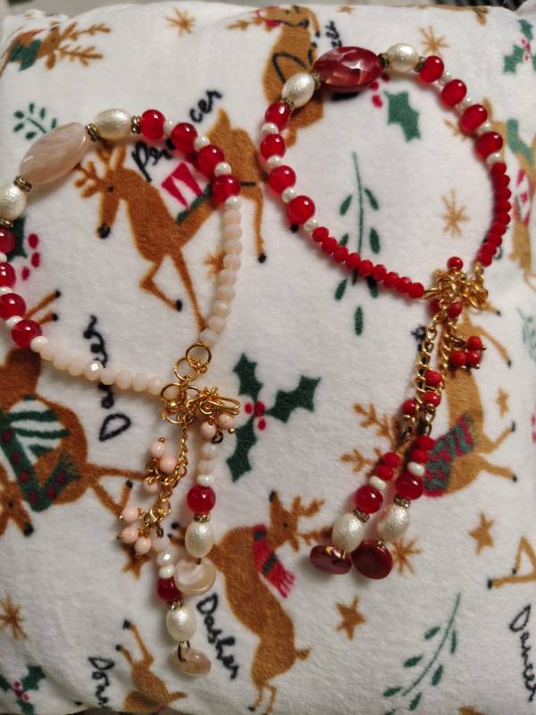 Elegant Red and Pearl Latkan Rakhi