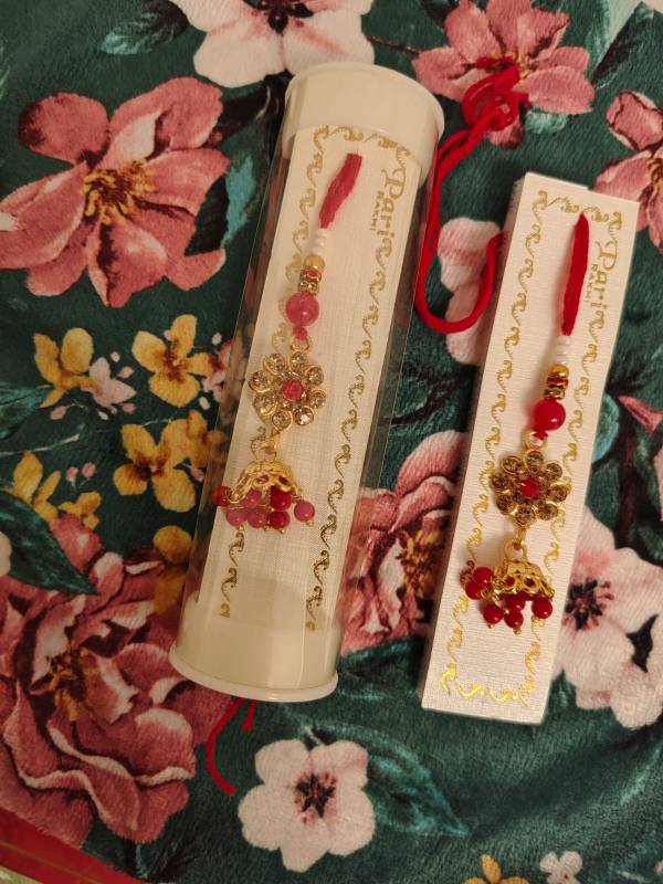 Red Beaded Latkan Rakhi