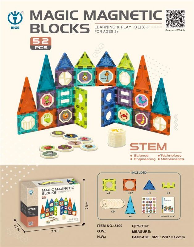 52 PCS MAGIC MAGNECTIC BLOCKS - 3400