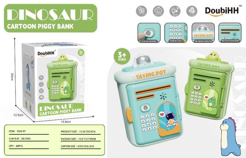DINOSAUR CARTOON PIGGY BANK - 1206-97
