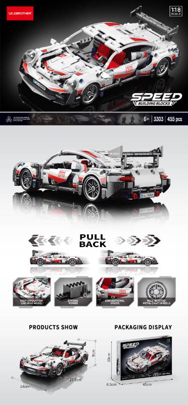 455 PCS PULL BACK BLOCKS - WHITE - 3303
