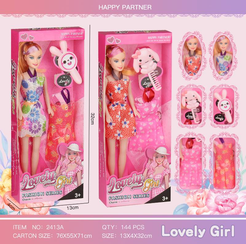 11.5" DOLL SET & ACCESSORIES (SOFT BODY) - 2413A