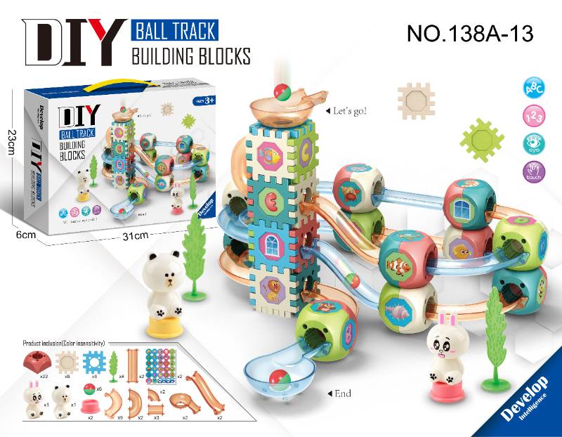 DIY ROLLING BALL TRACK BUILDING BLOCKS - 138A-13