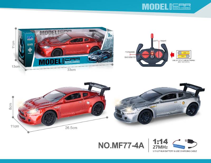 1:14 R/C CAR(4CH)W/LIGHT&BATTERY&USB LINE(2 COLOURS) - MF77-4A