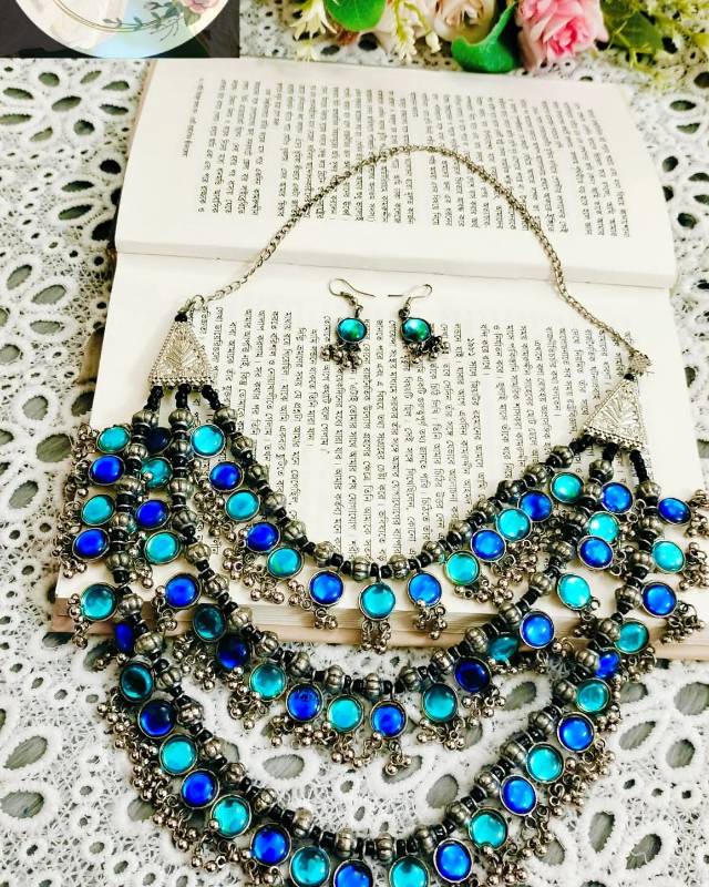 Blue Stones Oxidised 🌷👌