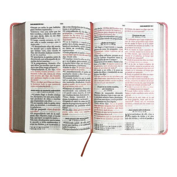 Biblia Rosa imitación piel, Tamaño Manual