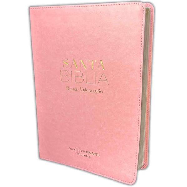 Biblia RVR1960, Letra Super Gigante, Imitación Piel Rosa Claro