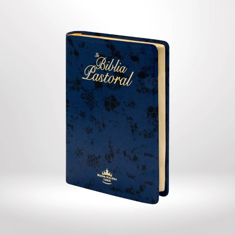 Biblia Pastoral RVR1960 Letra grande, imitación piel azul.