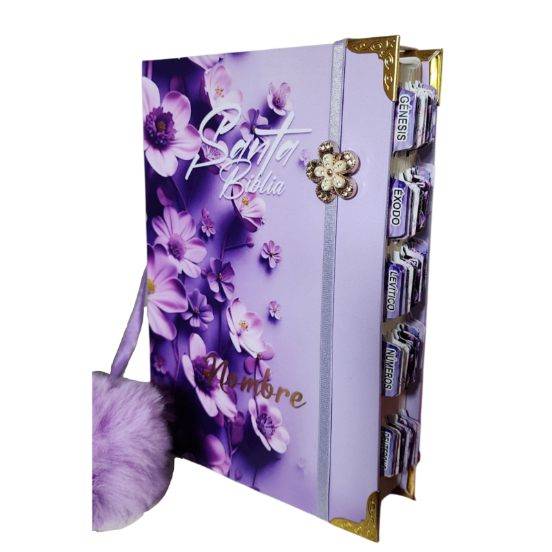 Biblia Flores moradas + Nombre + Índice