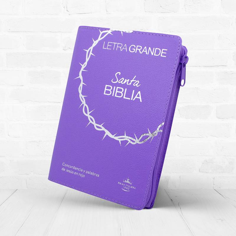 Biblia Morada RVR1960 Letra Grande 12 puntos con estuche