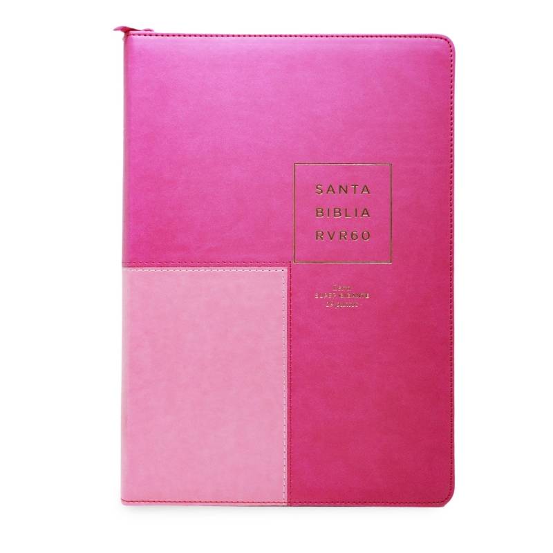 BIBLIA RV1960 SUPERGIGANTE CANTO DORADO IMIT PIEL CIERRE/INDICE , ROSADO/FUCSIA