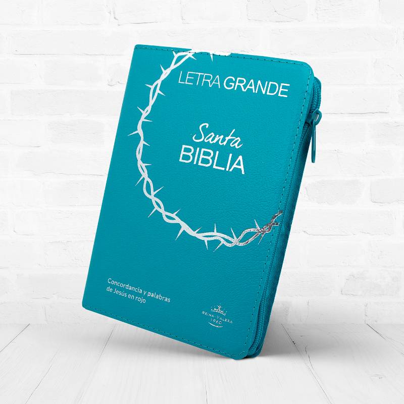 Biblia Celeste RVR1960 Letra Grande 12 puntos con estuche