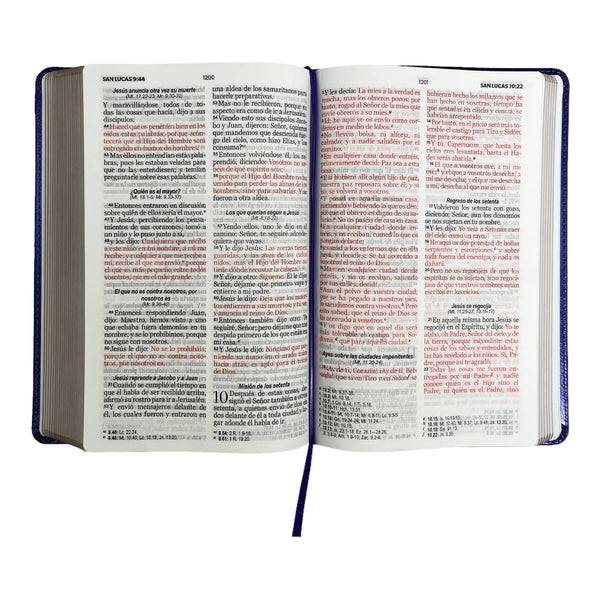 Biblia Lila  Imitación Piel,  Tamaño Manual