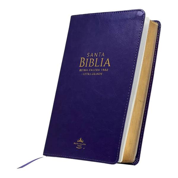 Biblia Lila  Imitación Piel,  Tamaño Manual