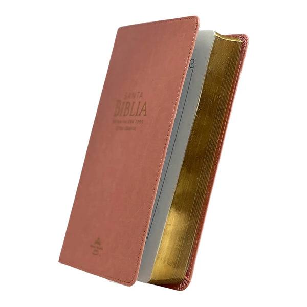 Biblia Rosa imitación piel, Tamaño Manual