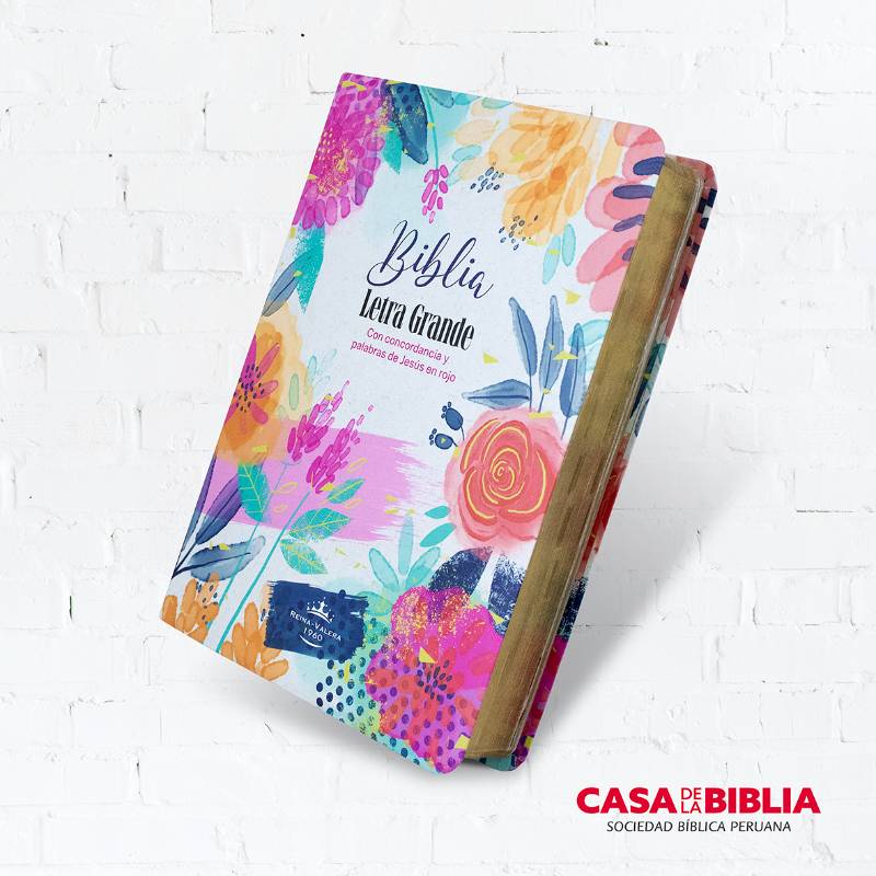 Biblia Flores RVR1960 Letra Grande 12 puntos , Floral