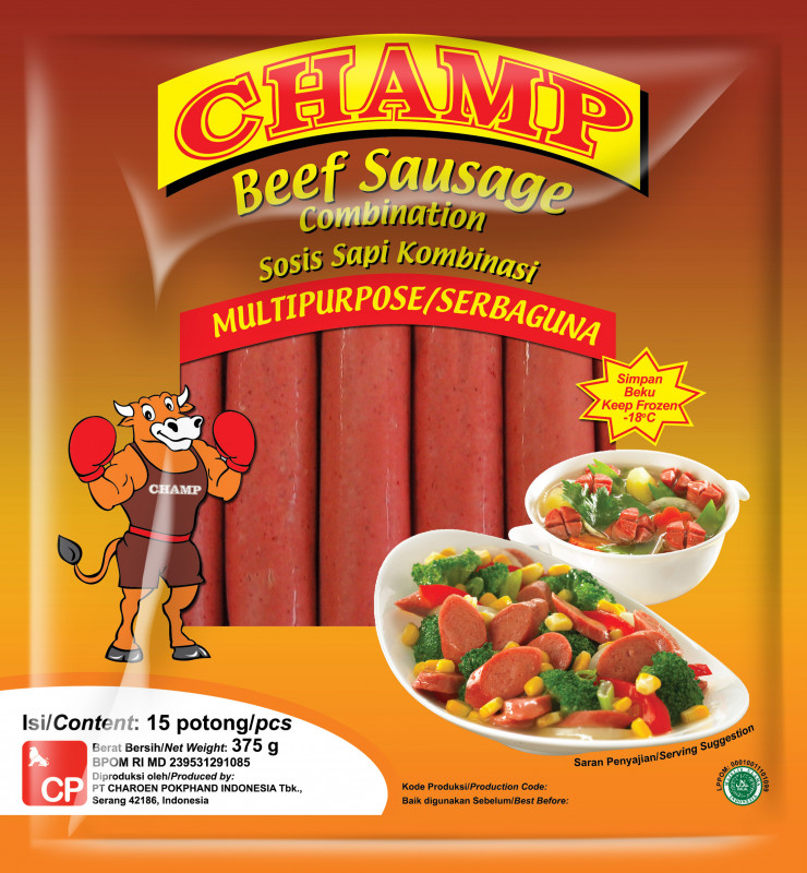 CHAMP BEEF SAUSAGE 375G 15PCS