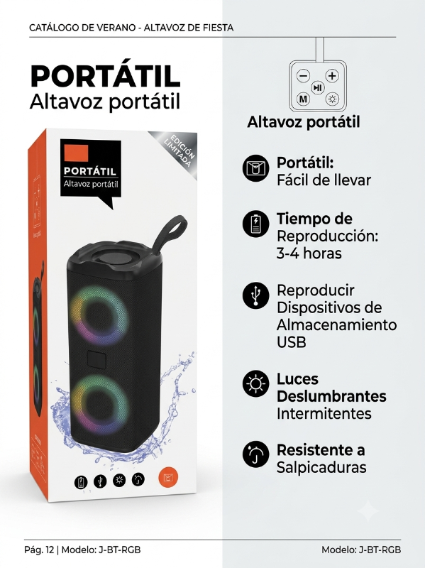 Mini corneta recargable portatil con luces
