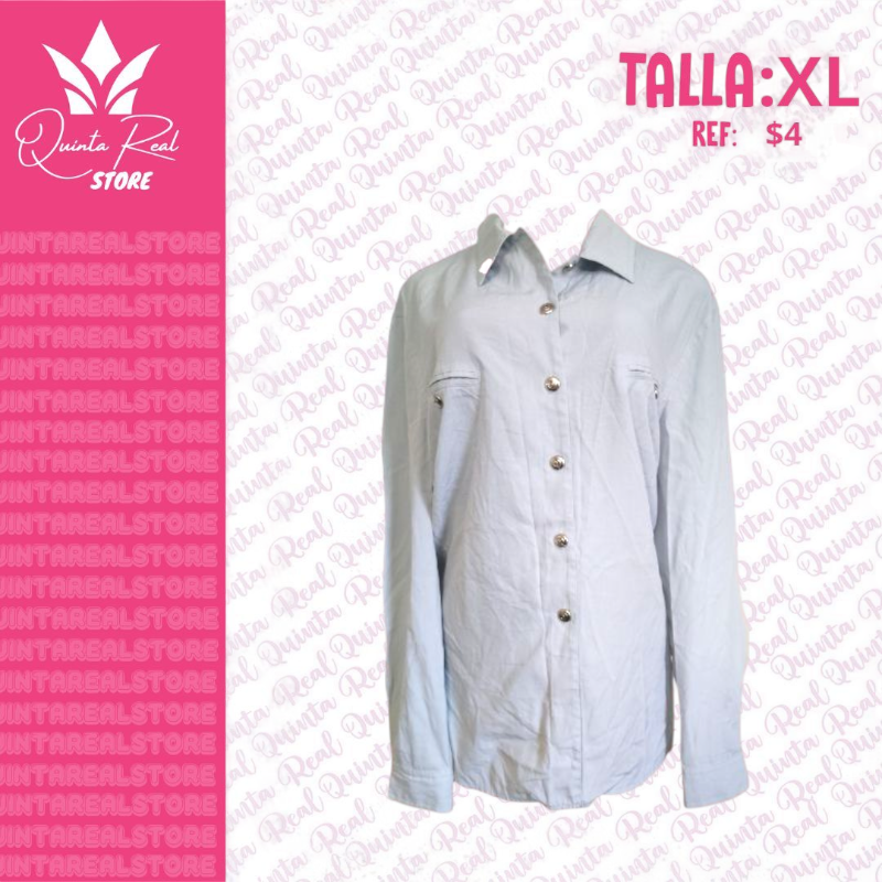 Camisa para Dama manga larga con botones plateados
