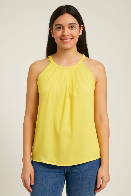 Blusa sin mangas con detalle en el cuello