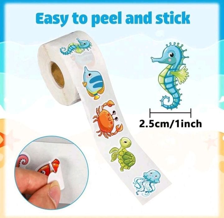 Rollo de Stickers animales marinos