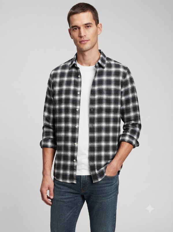 Camisa de manga larga con diseño de cuadros