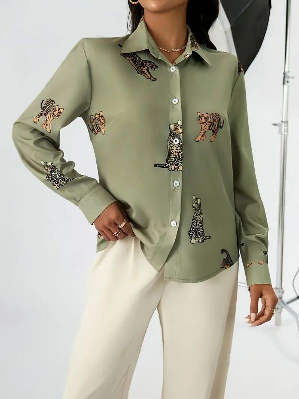 Camisa con Ilustraciones de felinos salvajes