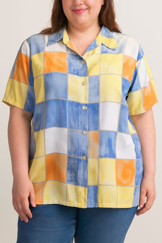 Camisa  manga corta con estampado de cuadros