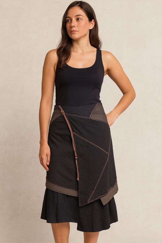 Falda para Dama Larga con detalles en capas