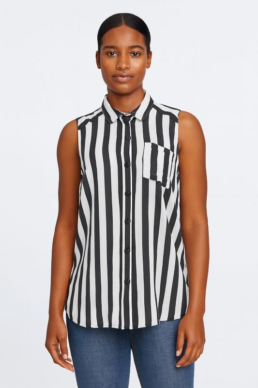Camisa sin mangas de líneas verticales