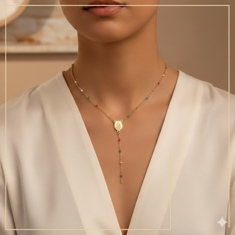 Rosario  Dorado pequeño de Colores