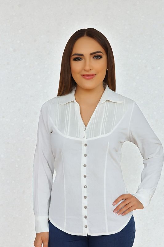 Camisa para Dama manga larga con botones estilo clásico