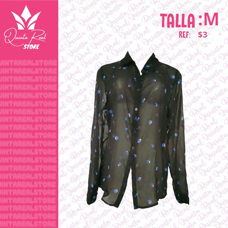 Camisa manga larga transparente con lunares