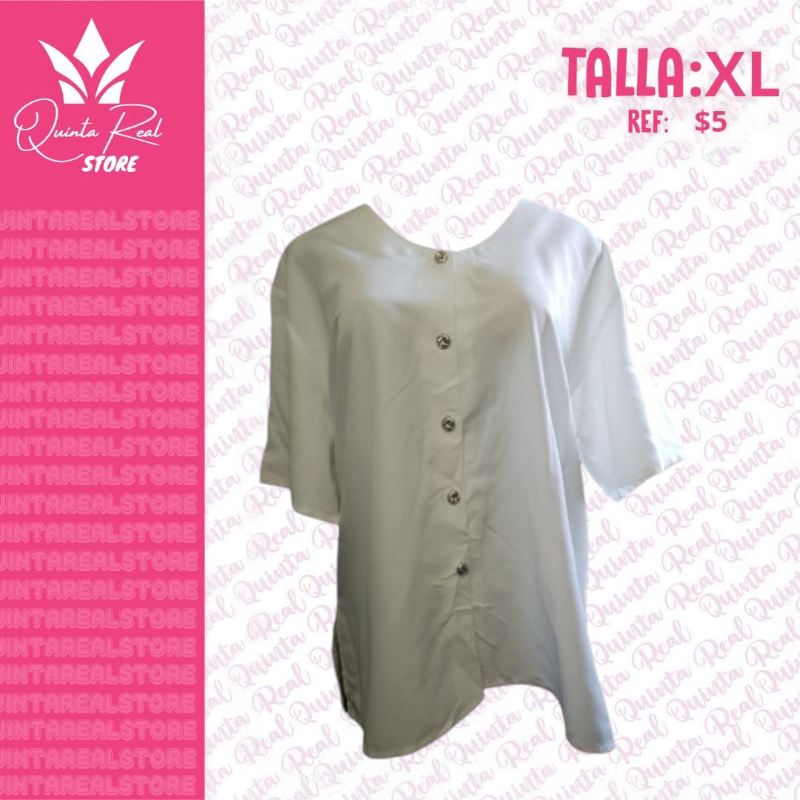 Camisa para Dama manga corta con botones plateados