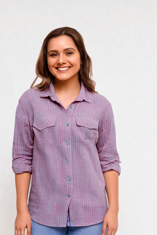 Camisa de cuadros manga larga para Dama