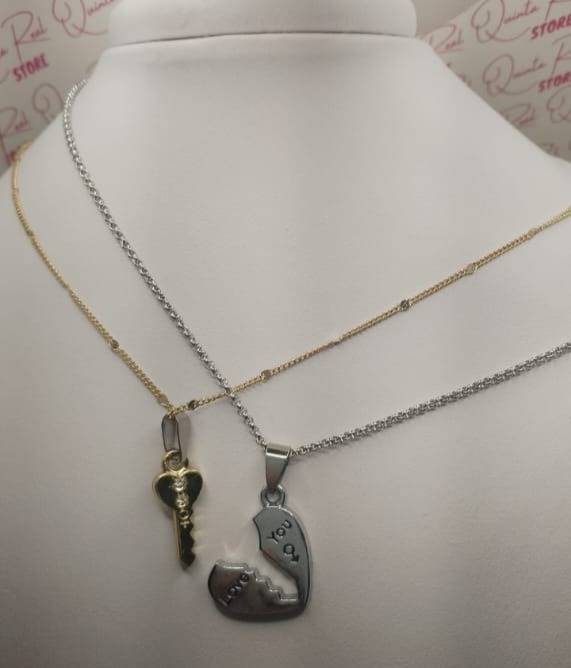 Cadena para pareja Corazón y llave