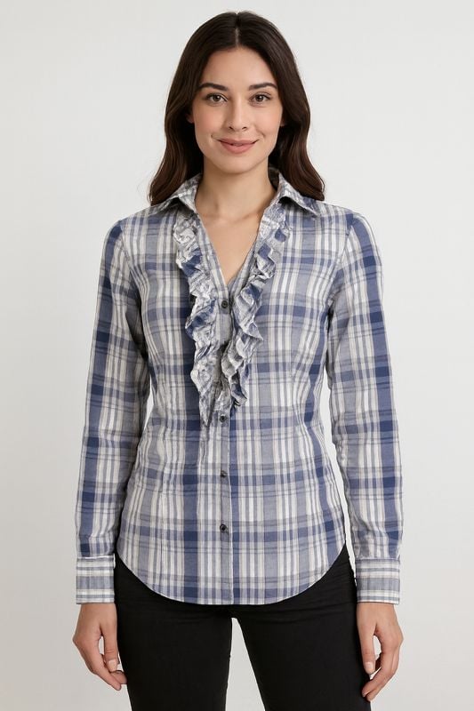 Camisa manga larga de cuadros y cinta ajustable