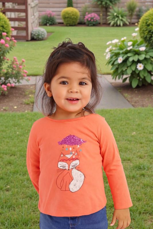 Franela para niña estampado manga larga