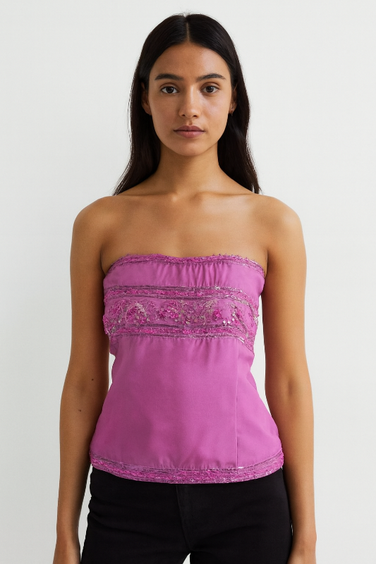 Top rosado sin tirantes