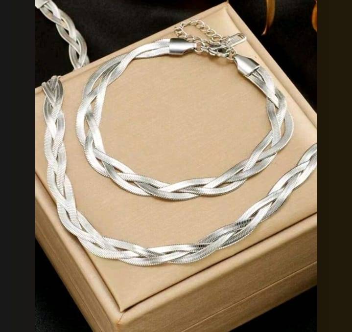 Juego de Cadena y pulsera trenzado