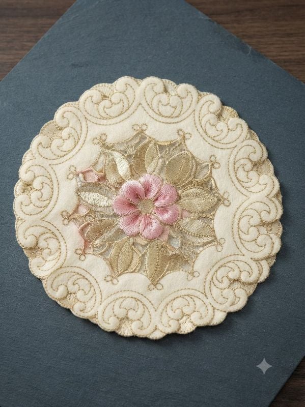Mantel pequeño con bordado de flor