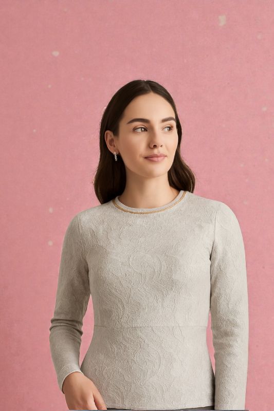 Blusa para dama con encajes manga larga