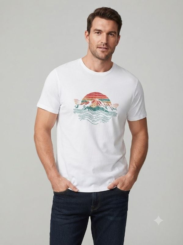 Franela con diseño de montaña para caballero