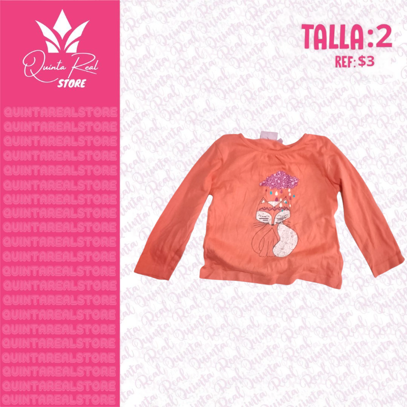 Franela para niña estampado manga larga